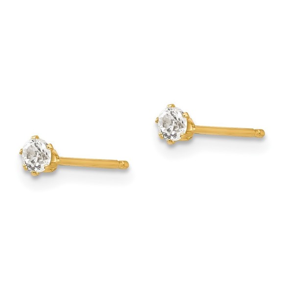 14k Yellow Gold Madi K Children's Kids Girls Jewelry CZ Stud Post Earrings